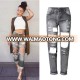 2016 Autumn Fashion Woman Cut Up Baggy Denim Jean Ladies Vintage Torned Middle Waist Ripped Damaged Jeans Pant Women